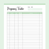 Printable Pregnancy Cycle Tracker - Green