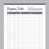 Printable Pregnancy Cycle Tracker - Grey