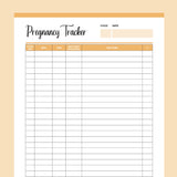 Printable Pregnancy Cycle Tracker - Orange