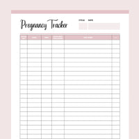 Printable Pregnancy Cycle Tracker - Pink