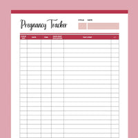 Printable Pregnancy Cycle Tracker - Red