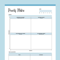 Printable Priority Matrix Template | Instant download PDF | A4 & US ...