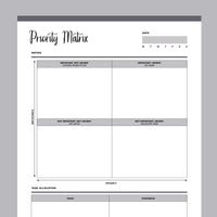 Printable Priority Matrix Template - Grey
