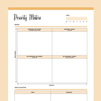 Printable Priority Matrix Template - Orange