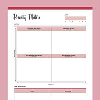 Printable Priority Matrix Template - Red