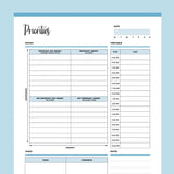 Printable Priority Matrix and Planner - Blue