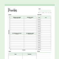 Printable Priority Matrix and Planner - Green