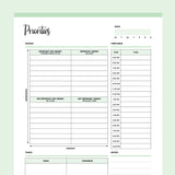 Printable Priority Matrix and Planner - Green