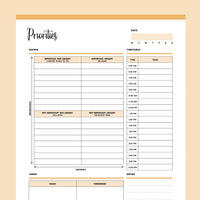 Printable Priority Matrix and Planner - Orange