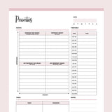 Printable Priority Matrix and Planner - Pink