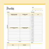 Printable Priority Matrix and Planner - Yellow