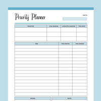 Printable Priority Planner - Blue