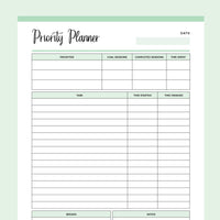 Printable Priority Planner - Green