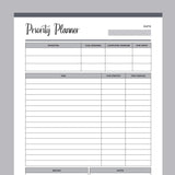 Printable Priority Planner - Grey