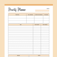 Printable Priority Planner - Orange
