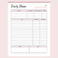 Printable Priority Planner