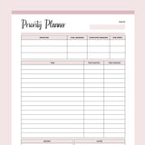 Printable Priority Planner - Pink