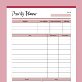 Printable Priority Planner - Red