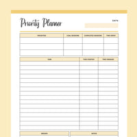Printable Priority Planner - Yellow