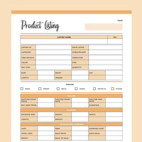 Printable Product Listing Template for Ebay - Orange