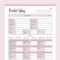 Printable Product Listing Template for Ebay - Pink