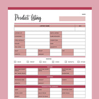 Printable Product Listing Template for Ebay - Red