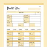 Printable Product Listing Template for Ebay - Yellow