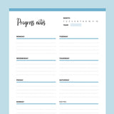 Printable Progress Notes Template | Instant Download PDF – Plan Print Land