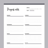 Printable Progress Notes Template - Grey