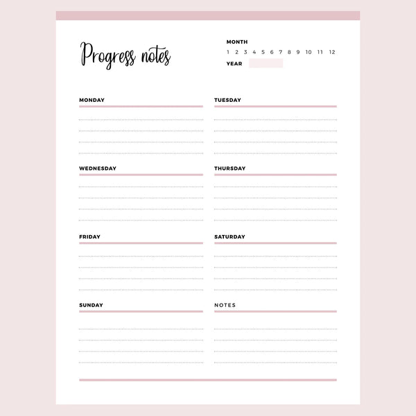 Printable Progress Notes Template Instant Download PDF Plan Print Land