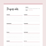 Printable Progress Notes Template - Pink