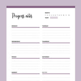 Printable Progress Notes Template - Purple