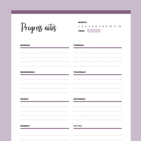 Printable Progress Notes Template | Instant Download PDF – Plan Print Land printable-progress-notes-template-instant-download-pdf-plan-print-land
