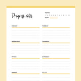 Printable Progress Notes Template - Yellow