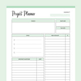 Printable Project Management Planner - Green