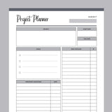 Printable Project Management Planner - Grey