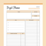 Printable Project Management Planner - Orange