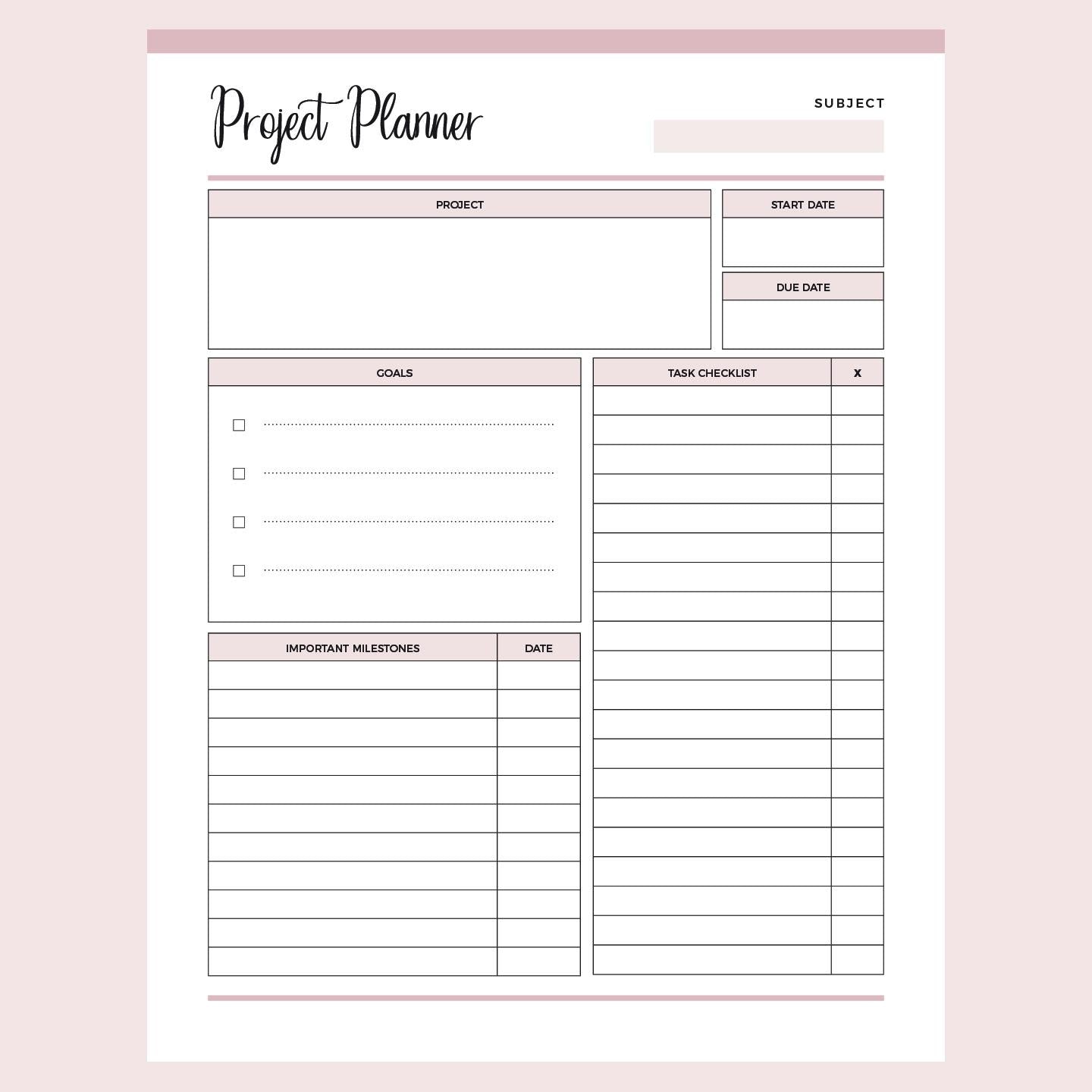 Printable Project Management Planner | Instant Download PDF Planner – Plan Print Land for Free Printable Project Planner Pages