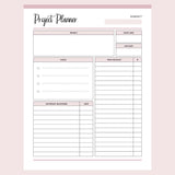 Printable Project Management Planner 