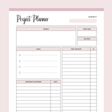 Printable Project Management Planner - Pink