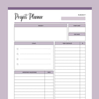 Printable Project Management Planner - Purple