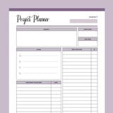 Printable Project Management Planner - Purple