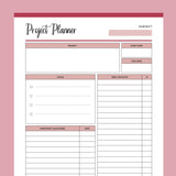 Printable Project Management Planner - Red