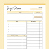 Printable Project Management Planner - Yellow