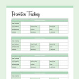 Printable Promotion tracking template - Green