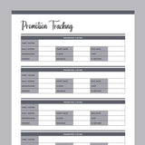 Printable Promotion tracking template - Grey