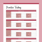 Printable Promotion tracking template - Red