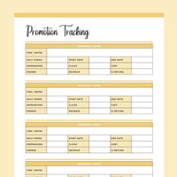Printable Promotion tracking template - Yellow