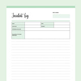 Printable Puppy Sitter Incident Log - Green