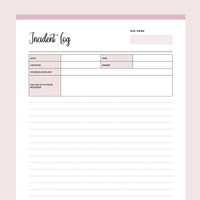 Printable Puppy Sitter Incident Log - Pink